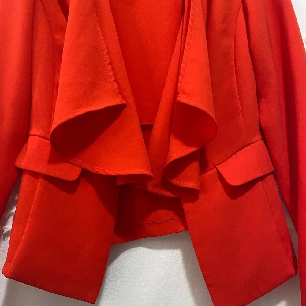 JustFab red ruffle front open blazer jacket s - Picture 3 of 8